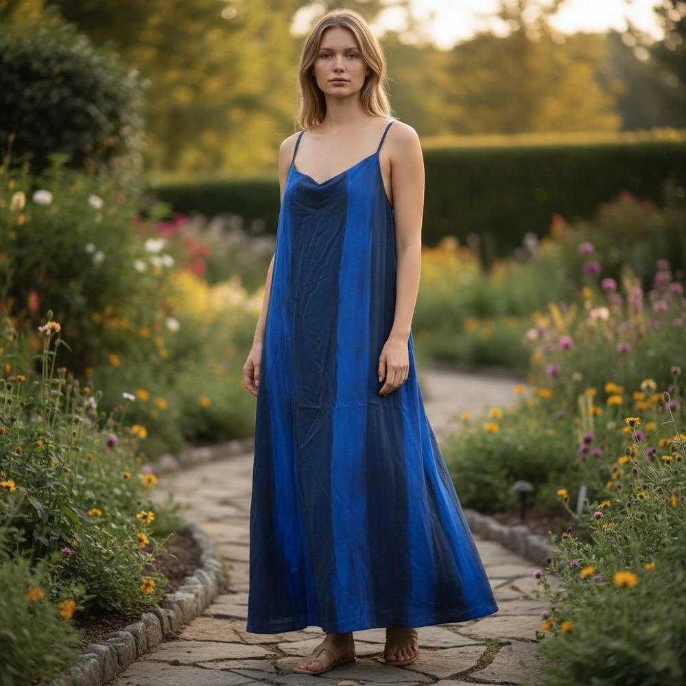 Rundholz Dip Dress Womens Small Blue Ombre Maxi Oversized Drape Avant‎ Garde